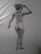 nu féminin fusain modèle