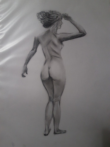 Féminin fusain modèle - fusain,