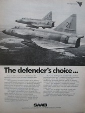 9/1974 PUB SAAB VIGGEN FIGHTER ROYAL SWEDISH AIR FORCE ORIGINAL AD