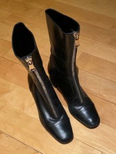 Black Leather Zara Boots With Front Zipper 