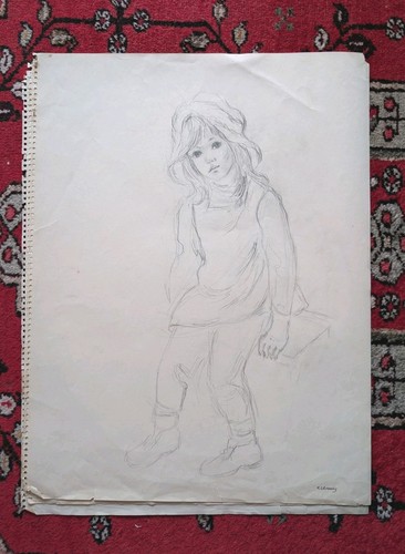 Dessin ancien portrait enfant - dessin,