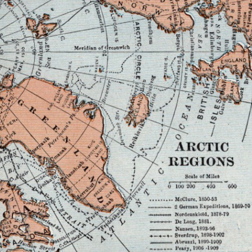Arctic regions antique map - antique,