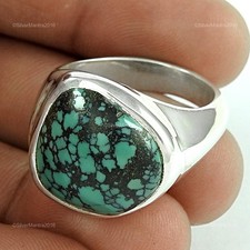 Bague Déclaration En Argent Sterling 925 Avec Pierre Turquoise, Taille 10
