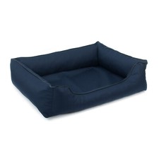 Niche lit pour chien couleur bleu marine avec bordure noire ou rouge 80x60 cm