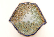 Coupelle soucoupe à thé faïence Quimper Porquier-Beau floral végétal XXème