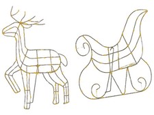 Décoration de Noël à LED pour Intérieur et Extérieur Traîneau et Renne en Métal 