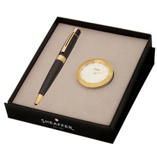 Sheaffer 300 Stylo Bille G9325 Noir Brillant Avec Or Bord et Doré Bureau Horloge