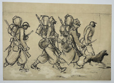 Chien Soldats LITHOGRAPHIE d'après SEM Croquis Guerre MILITARIA XX°