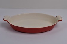 ancien Grand Plat à gratin en fonte émaillée rouge style LE CREUSET