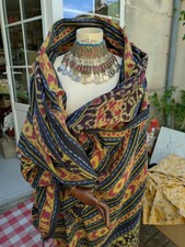 Couvre lit ikat base blue tissé ancien.