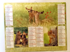 Calendrier des Postes - Almanach PTT - OLLER - 36 INDRE - 2016  Animaux