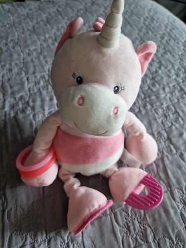Doudou licorne rose blanc