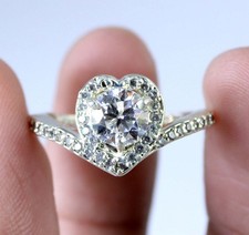 Forme Coeur Coupe Ronde Blanc Diamant Solitaire 1.17 Carat Certifié Femme Bague