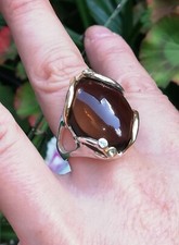 bague en argent 925 Quartz Brun