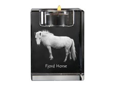 Cheval Fjord porte-bougie en cristal avec un cheval Art-Dog