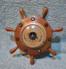 Baromètre Précision en Bois En forme de Gouvernail de Bateau Ø 21 cm