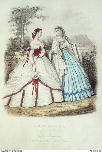 Gravure mode illustree 1865 - gravure,