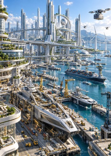 Art print port futuriste - art,