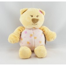 Doudou chat ours jaune rose
