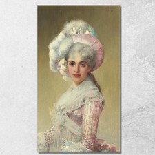 Une Dame Élégante Avec Un Chapeau Et Une Robe Roses Vittorio Matteo Corcos, vmc6