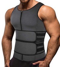 Homme Sweat Gilet Néoprène Entraînement Chemise Corps Shaper Sauna Costume Ta...