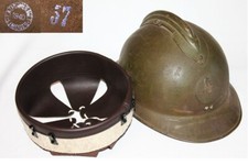 Coiffe intérieure cuir brun foncé casque Adrian modèle 26 taille 57 WWII