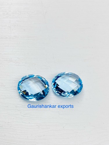Topaze bleu facettes ovale - à,