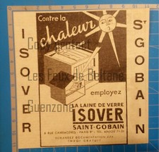 LAINE DE VERRE ISOVER ST GOBAIN   publicité 1950 advert