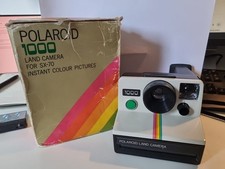Polaroid 1000 Land Camera SX-70 – Original Box + Strap + Flash Bar – Vintage Ins