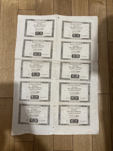 Une planche assignat de - , 10