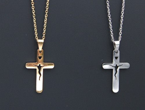 Collier croix argent jésus - or,