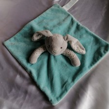 Doudou lapin bleu, oreilles et