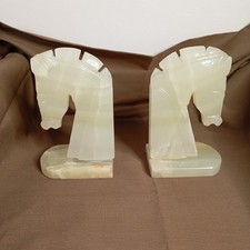 Ensemble de serre-livres à tête de cheval en onyx | Décoration moderne