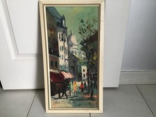 tableau peinture  , place du tertre paris .jean de Rien .ecole  française XXe .