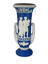 SCHAFER & VATER JASPERWARE BLEU VASE PORCELAINE ALLEMAGNE XXème