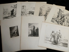 Horace Vernet - Ensemble de 7 lithographies - Fables & personnages - 1810/30