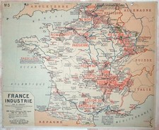 🌎 Ancienne carte scolaire Delagrave Gibert 3, 1930 - France industrie