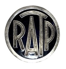Ancien Insigne Plaque de casquette RATP en bronze émaillé