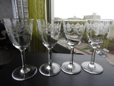 4 anciens verres à vin LUXE cristal de BACCARAT modèle BEAUHARNAIS gravure TABLE
