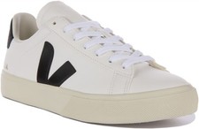 Veja Campo Chromefree Suède Cuir Lacets Entraîneur Blanc Noir Hommes UK 6 - 12