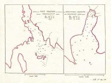 1835 Manuscript Carte De Port Palliser Et Noël Port Sur Kerguelen Île