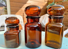 Lot de 3 bocaux en verre fumé vintage type bocaux d’apothicaire