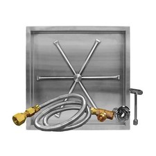 Firegear FPB-20SBSMT-N UL Listed Match Light Gas Fire Pit Burner Kit, Square S.S