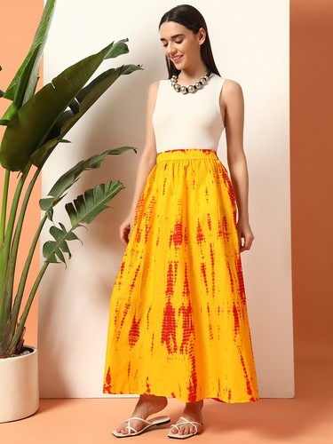 Jupe longue maxi tie - longue, jaune