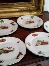 6 Assiettes plates en faïence Sarreguemine Digoin décor LEGUMES Modèle PRIMEUR