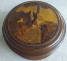 bonbonnière boite a bijoux bois tourné marqueterie couple art nouveau