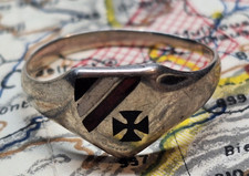Bague patriotique en argent poinçon argent EK ruban croix de fer beau motif