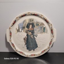 sarreguemines obernai Loux Femme Au Rouet Plat Plaque Assiette Ancien