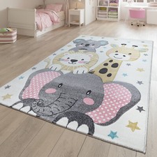 Tapis Chambre Enfant Tapis Enfant Étoiles Design Animal Poils Ras Lion Éléphant