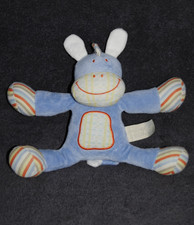 ?Peluche Doudou Poney Ane Cheval Zebre TAO Tape à L'oeil Bleu Semi Plat Rayé